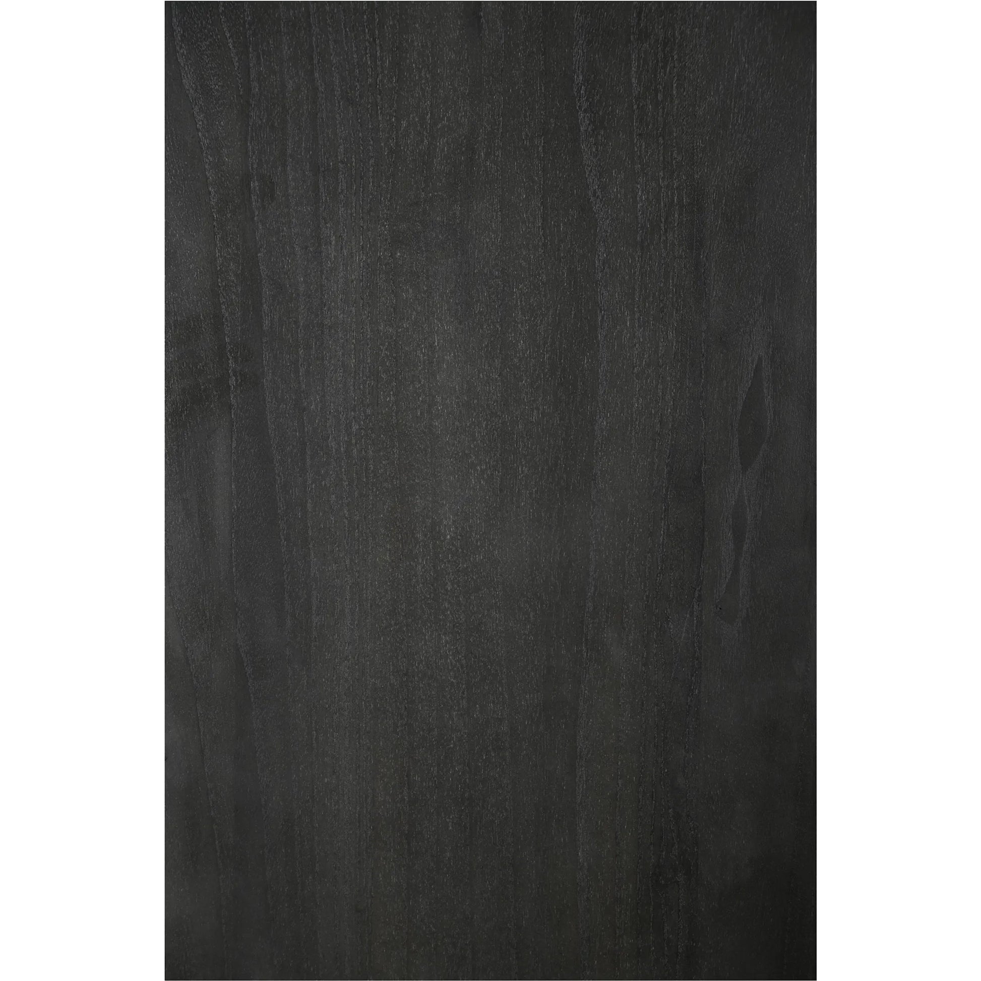 Mona Cabinet by Moe's Home Collection in black. Made from solid neem wood, tempered glass, pine veneer back, iron t bar in a traditional style.