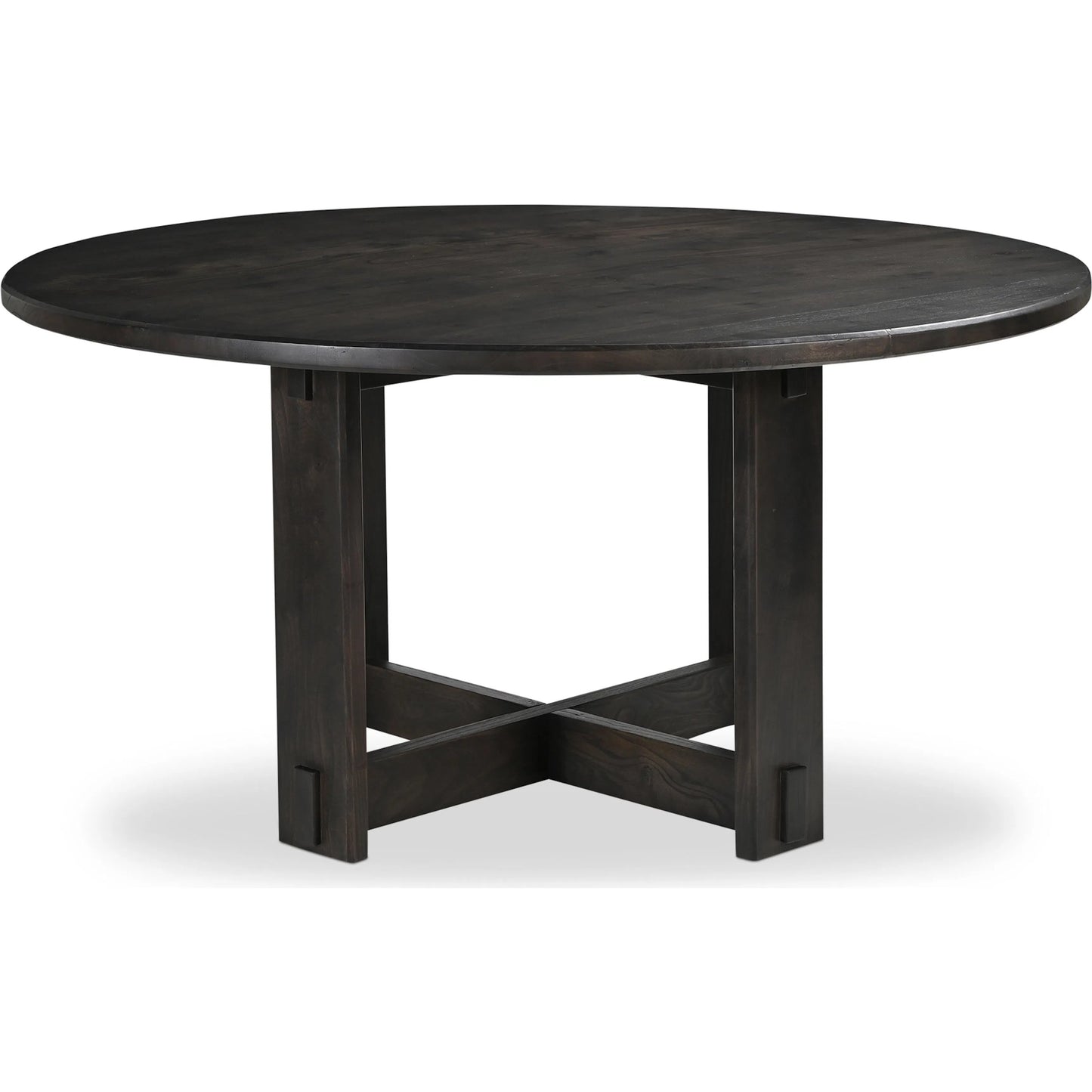 000 SI-2368083 | Primary Silo | Glenn Round Dining Table by Moe's Home Collection in dark brown. Made from solid neem wood, iron bar, connecting plates in a traditional style.