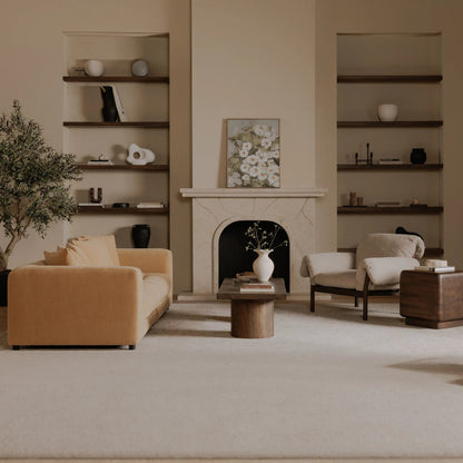 Hadley Coffee Table by Moe's Home Collection in warm brown neem. Made from reclaimed neem wood, mango veneer covering plate for legs opening, metal connecting plate in a traditional style.