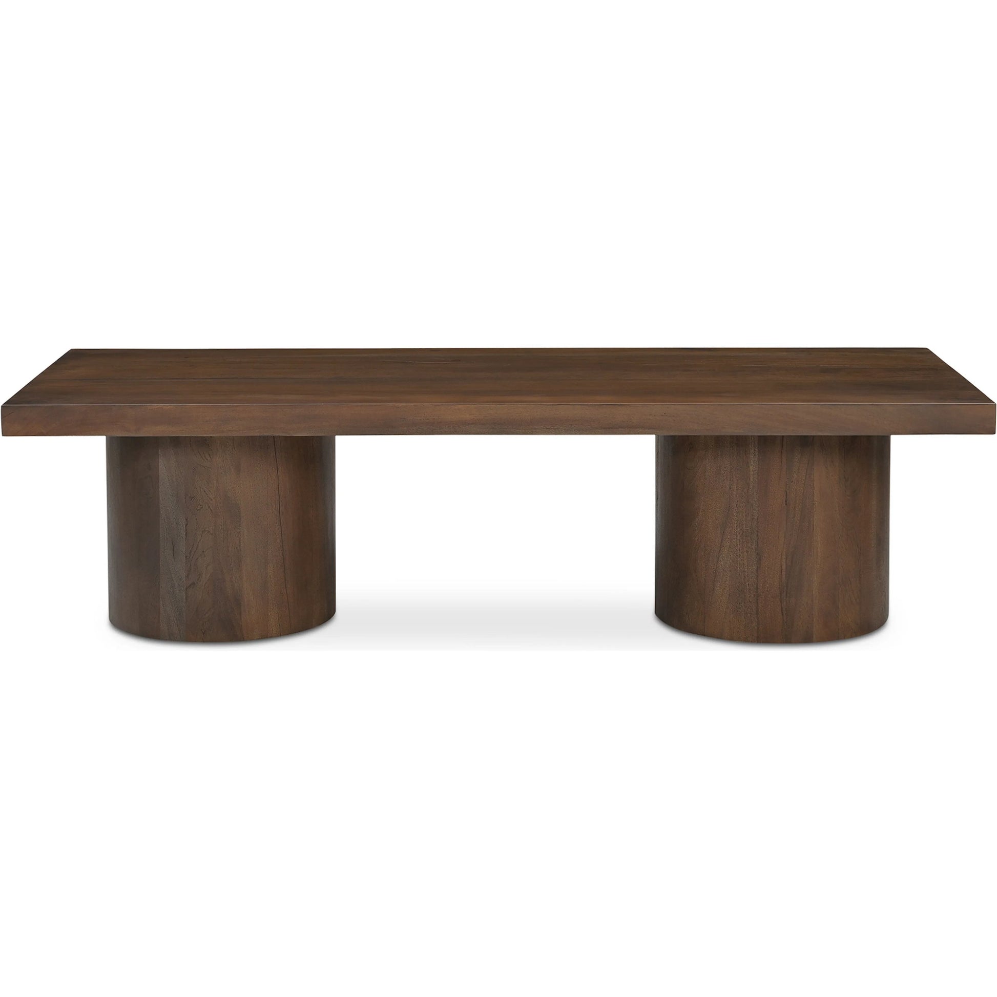 Hadley Coffee Table by Moe's Home Collection in warm brown neem. Made from reclaimed neem wood, mango veneer covering plate for legs opening, metal connecting plate in a traditional style.
