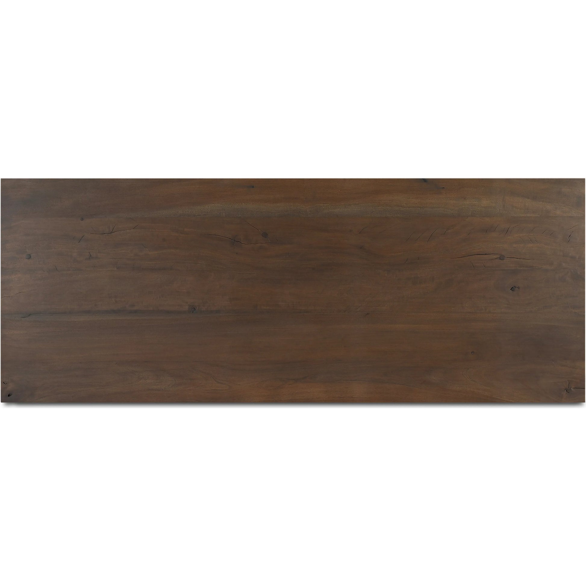 Hadley Coffee Table by Moe's Home Collection in warm brown neem. Made from reclaimed neem wood, mango veneer covering plate for legs opening, metal connecting plate in a traditional style.