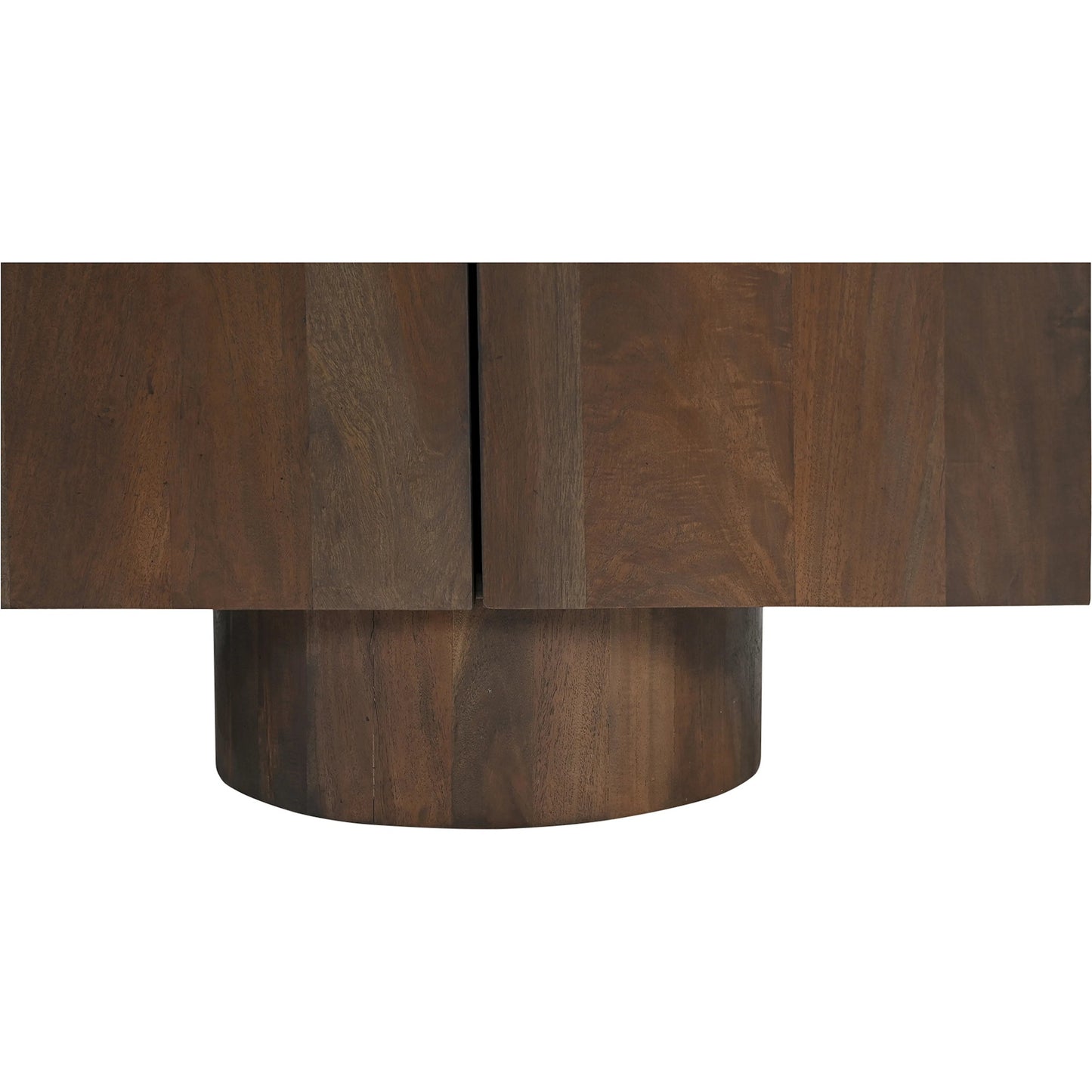 007 SI-2441400 | Closeup | Hadley Media Unit by Moe's Home Collection in warm brown. Made from reclaimed neem wood, acacia veneer back panel, metal connecting plate in a traditional style.