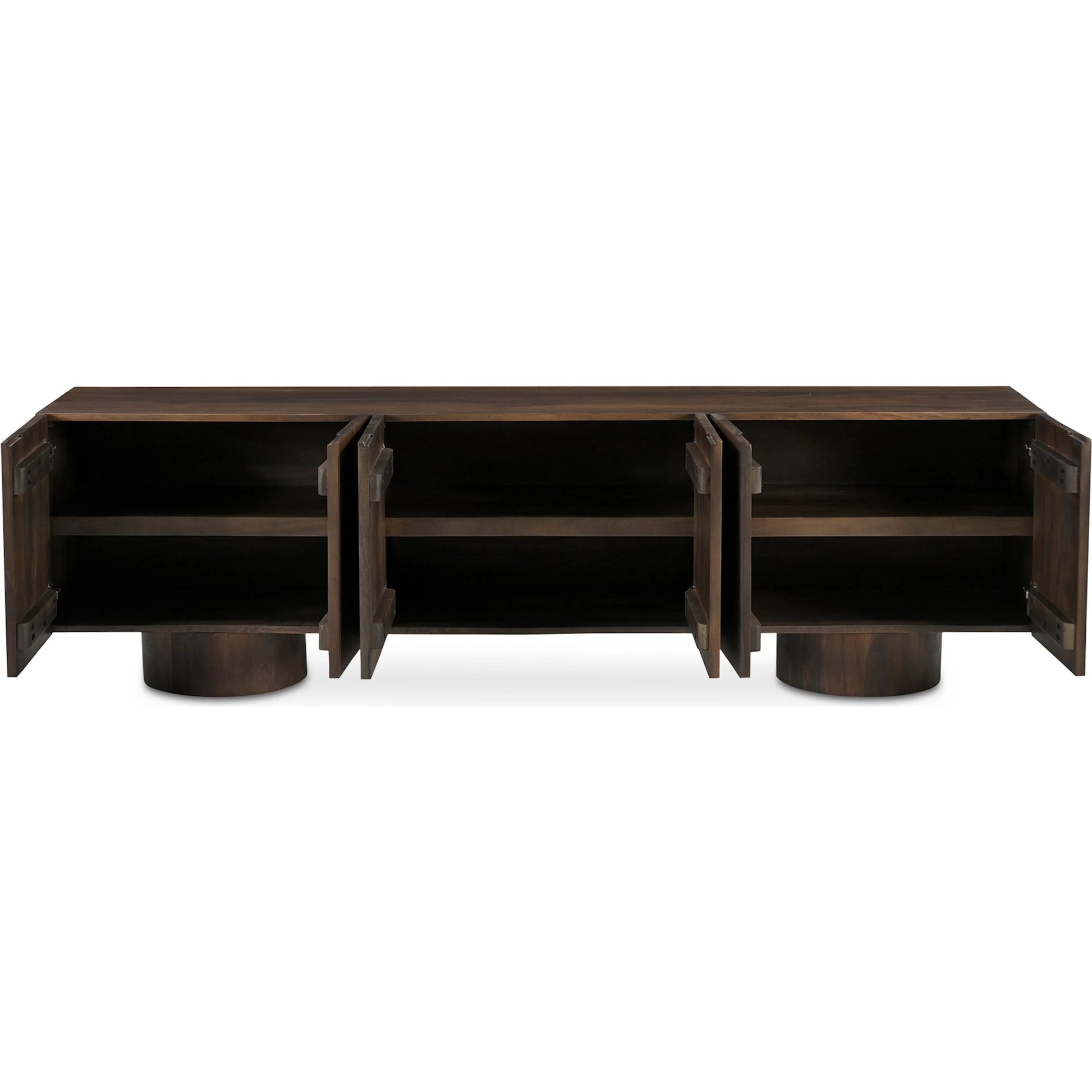 Hadley Media Unit by Moe's Home Collection in warm brown. Made from reclaimed neem wood, acacia veneer back panel, metal connecting plate in a traditional style.