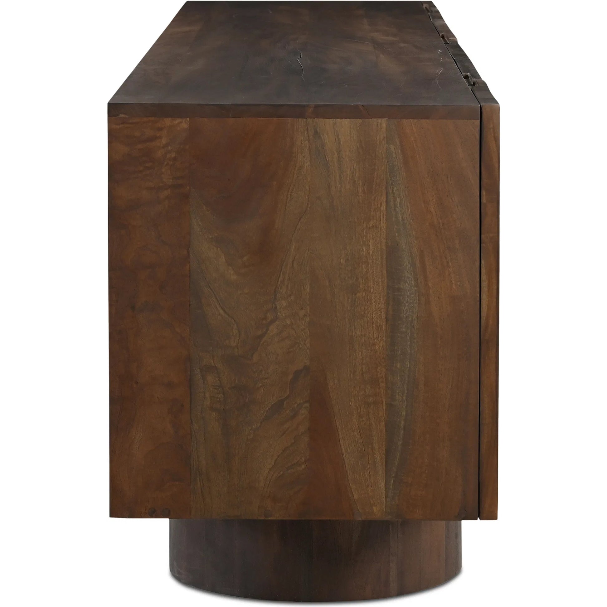Hadley Media Unit by Moe's Home Collection in warm brown. Made from reclaimed neem wood, acacia veneer back panel, metal connecting plate in a traditional style.