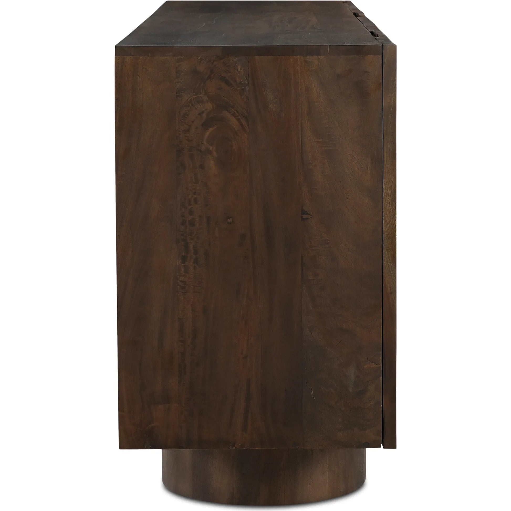 Hadley Sideboard by Moe's Home Collection in warm brown. Made from reclaimed neem wood, acacia veneer back panel, metal connecting plate in a traditional style.