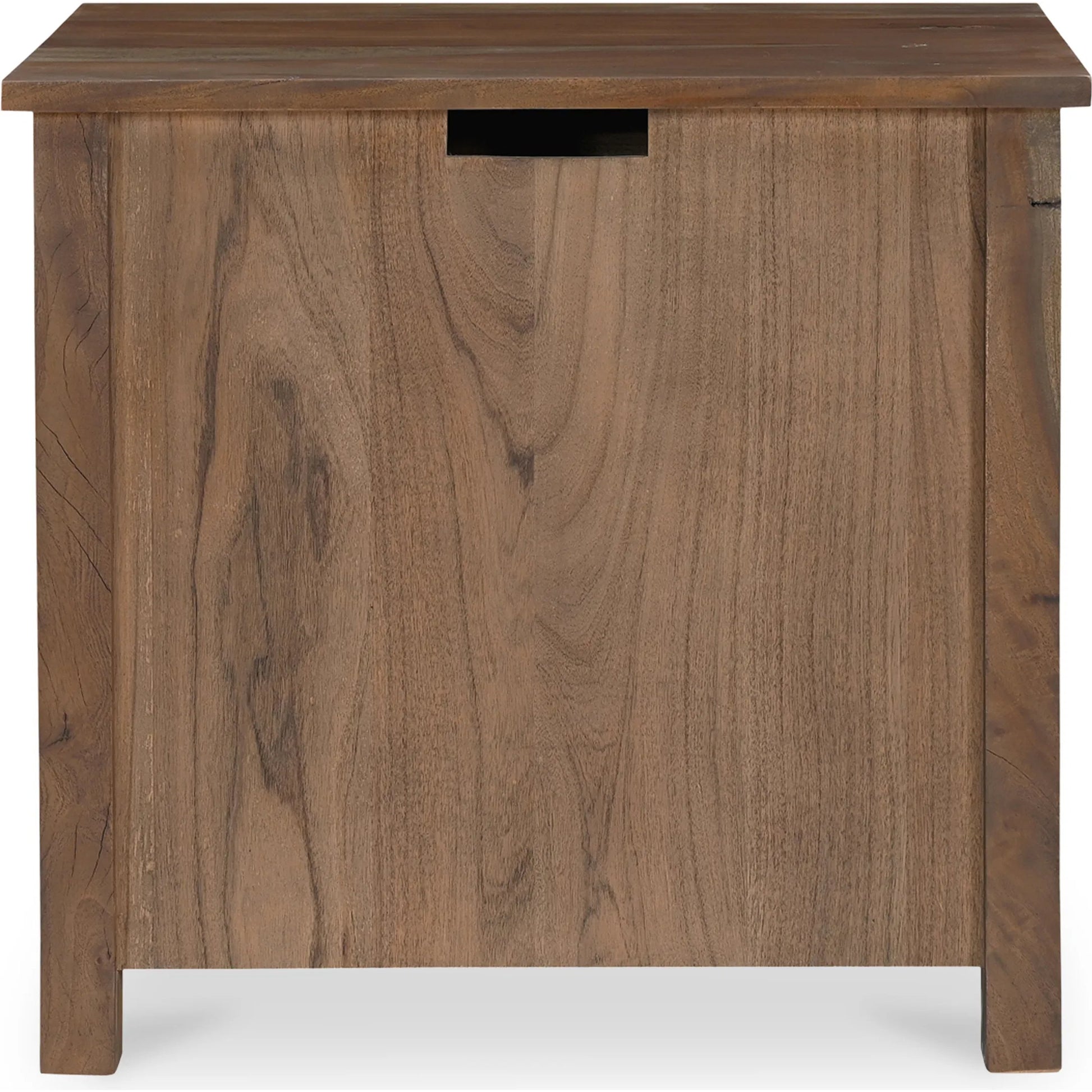 Gene Charging Nightstand by Moe's Home Collection in brown and warm brown. Made from reclaimed neem wood, mango wood drawer internal structure, acacia veneer back panel, mango veneer drawer bottom panel, wirelss charger i