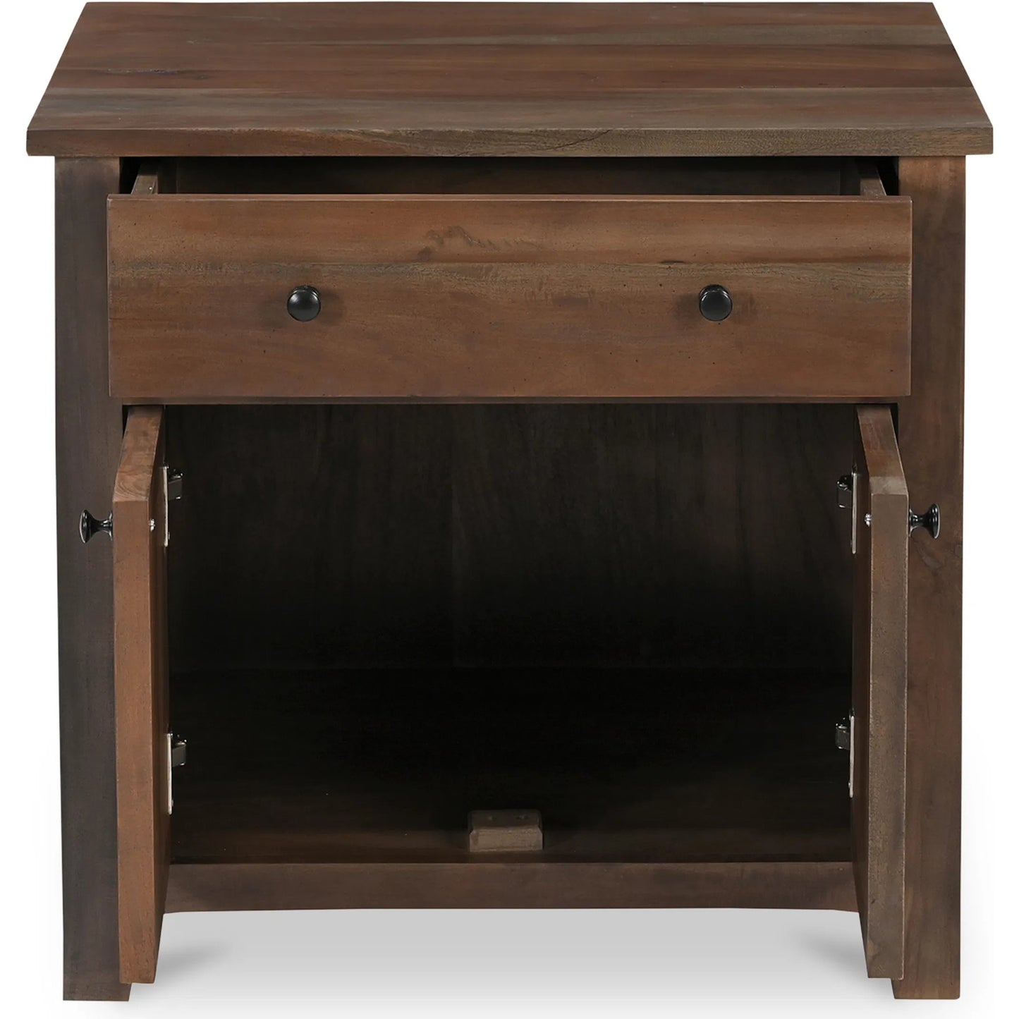 004 SI-2441393 | Additional Silo | Gene Charging Nightstand by Moe's Home Collection in brown and warm brown. Made from reclaimed neem wood, mango wood drawer internal structure, acacia veneer back panel, mango veneer drawer bottom panel, wirelss charger i
