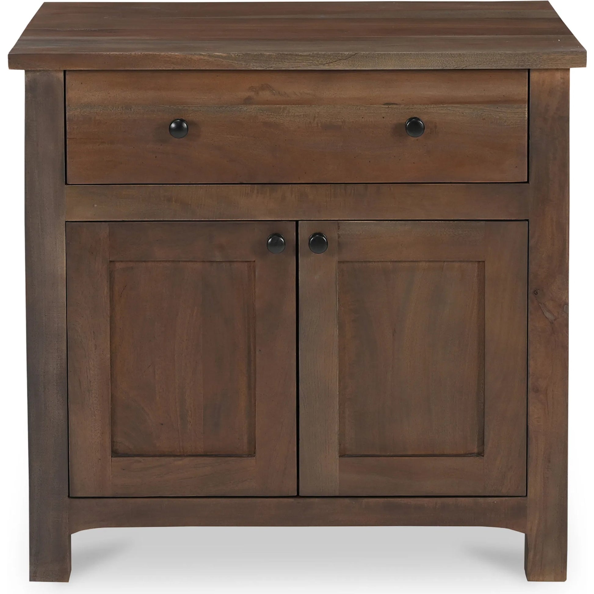 Gene Charging Nightstand by Moe's Home Collection in brown and warm brown. Made from reclaimed neem wood, mango wood drawer internal structure, acacia veneer back panel, mango veneer drawer bottom panel, wirelss charger i