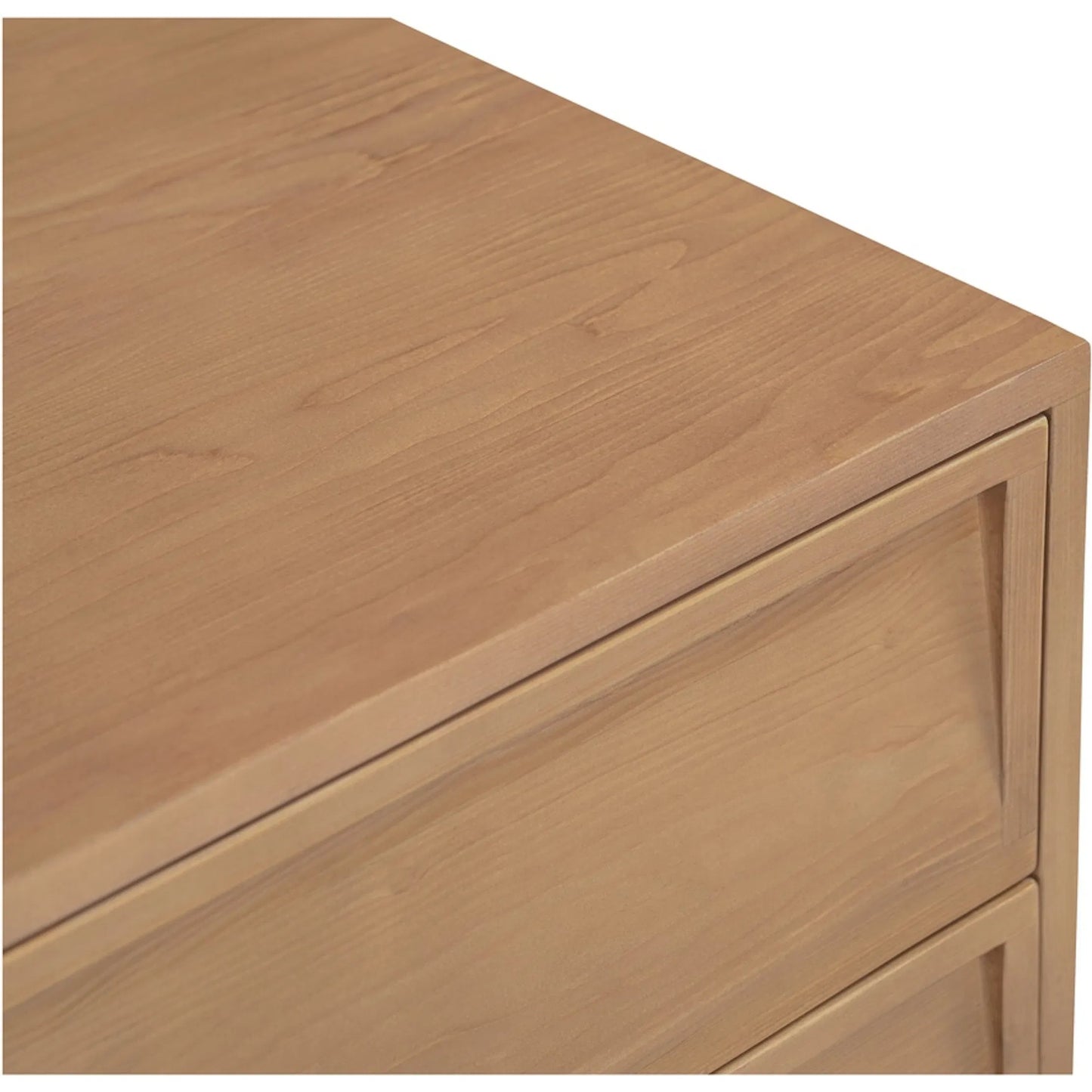 004 SI-2527882 | Closeup | Hudson Nightstand by Moe's Home Collection in natural. Made from drawers, sides, hemlock wood, drawer bottom panel, pine veneer, mdf in a unique style.