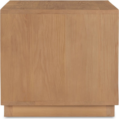Hudson Nightstand by Moe's Home Collection in natural. Made from drawers, sides, hemlock wood, drawer bottom panel, pine veneer, mdf in a unique style.