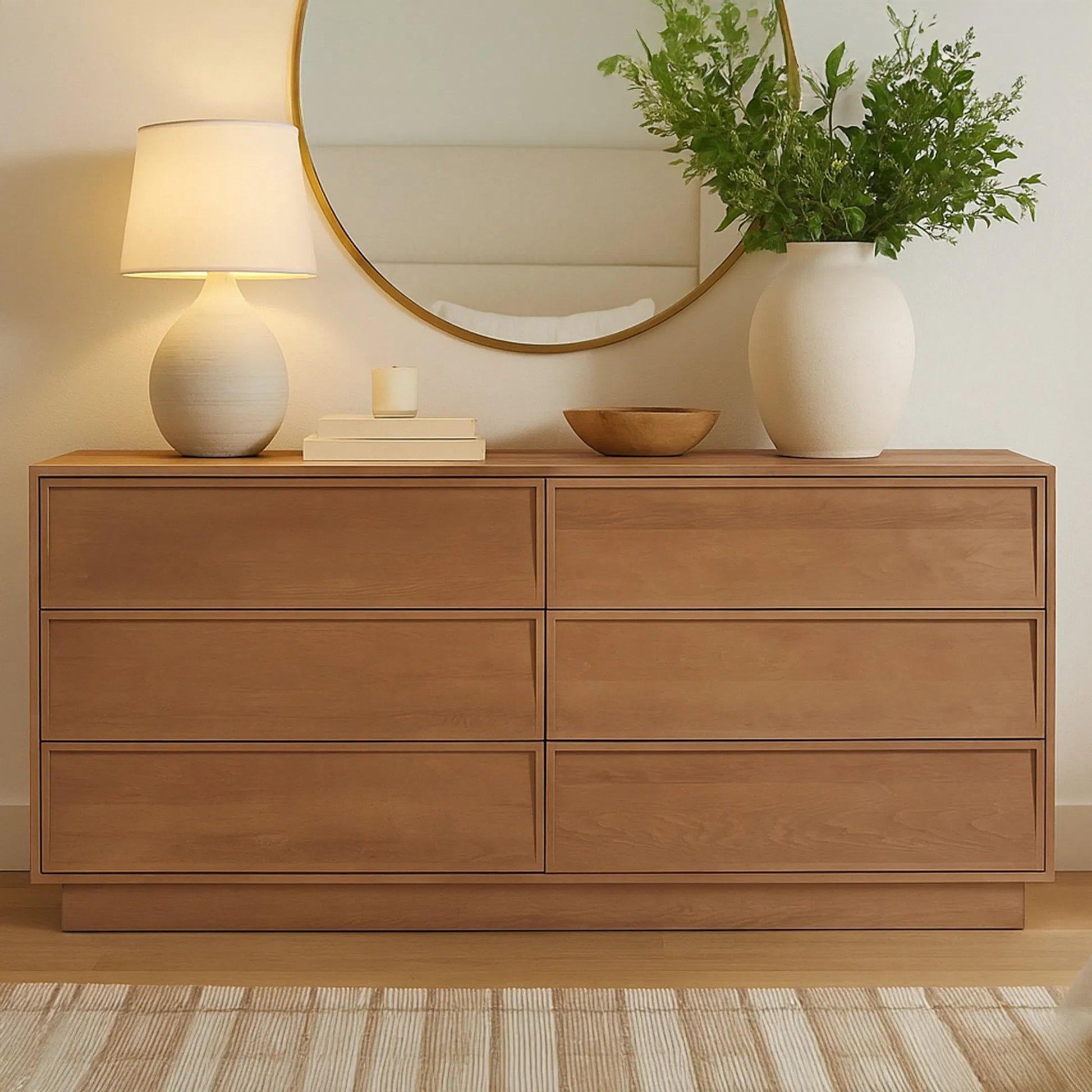 Hudson 6 Drawer Dresser by Moe's Home Collection in natural. Made from drawers, sides, hemlock wood, drawer bottom panel, pine veneer, mdf in a unique style.