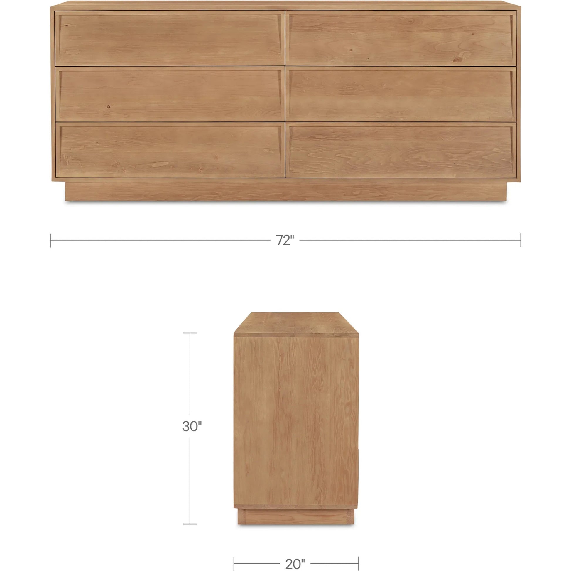 Hudson 6 Drawer Dresser by Moe's Home Collection in natural. Made from drawers, sides, hemlock wood, drawer bottom panel, pine veneer, mdf in a unique style.