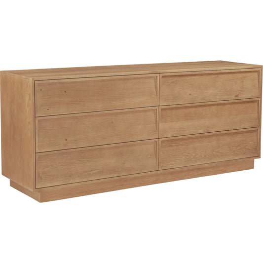 Hudson 6 Drawer Dresser by Moe's Home Collection in natural. Made from drawers, sides, hemlock wood, drawer bottom panel, pine veneer, mdf in a unique style.