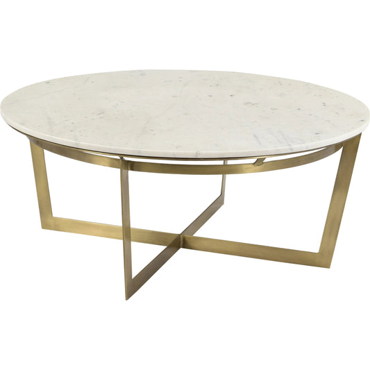 Maz Marble Coffee Table by Arch & Plane in white, gold and brass finish, natural marble. Made from iron, marble in a modern style.
