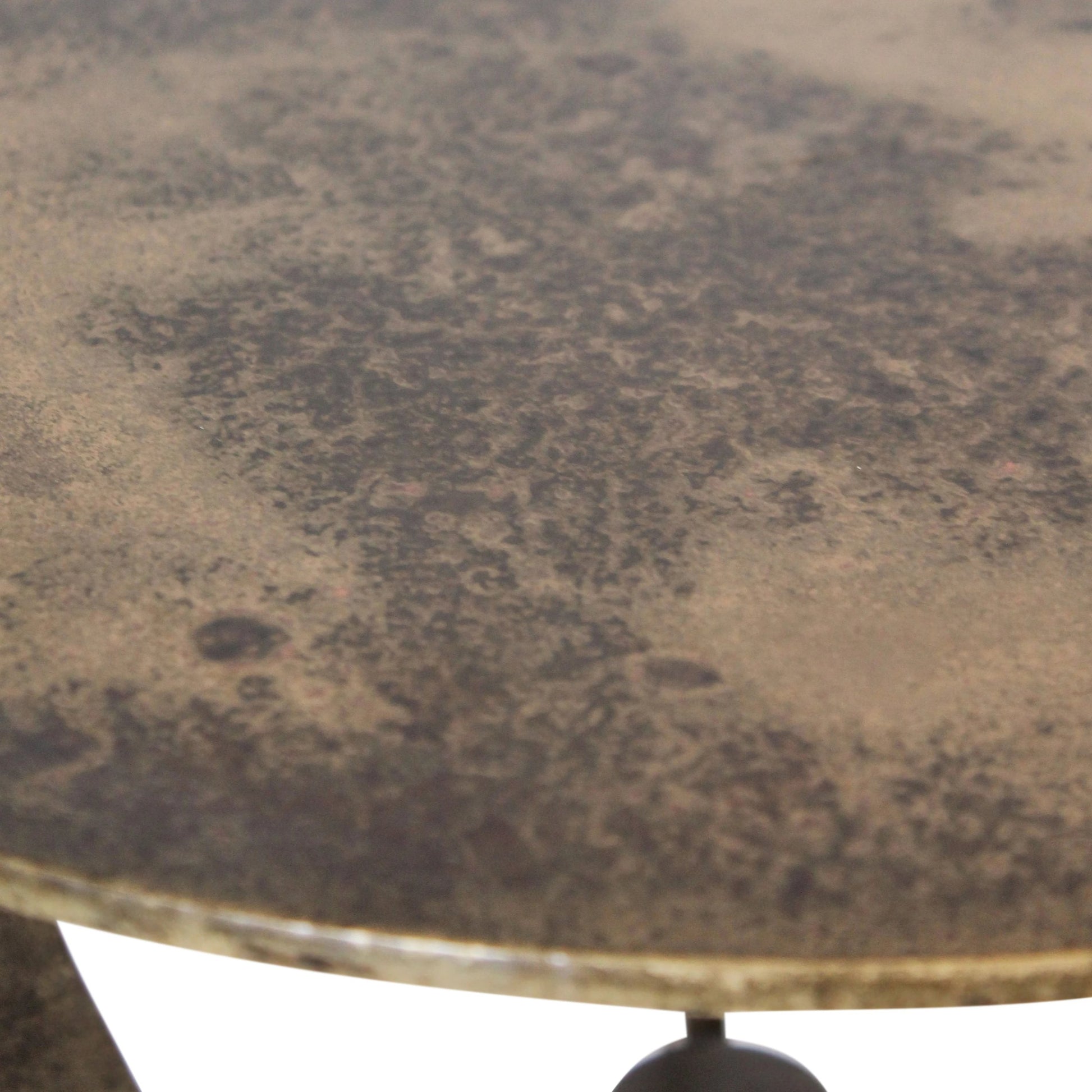 Russet Iron Side Table by Arch & Plane in gold and desert finish with sealer. Made from iron in a modern style.