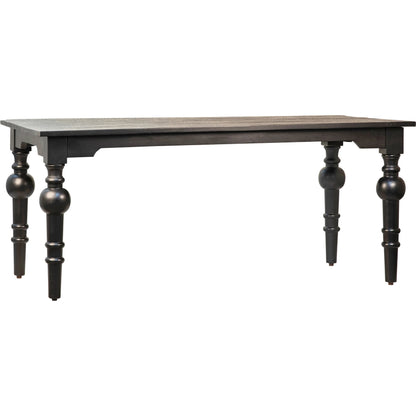 Clarissa Acacia and Mango Wood Carved Dining Table by Arch & Plane in black. Made from acacia in a traditional style.