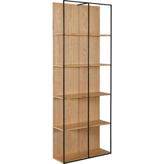 Gerald Bookcase by Arch & Plane in natural wood finish with matte black metal. Made from oak veneer, iron in a unique style.