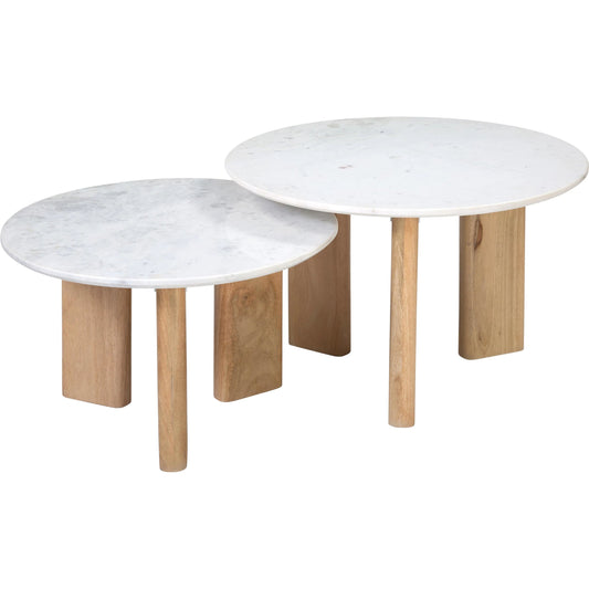 Bryn Coffee Table by Arch & Plane in white marble, natural wood. Made from banswara marble, mango wood in a unique style.