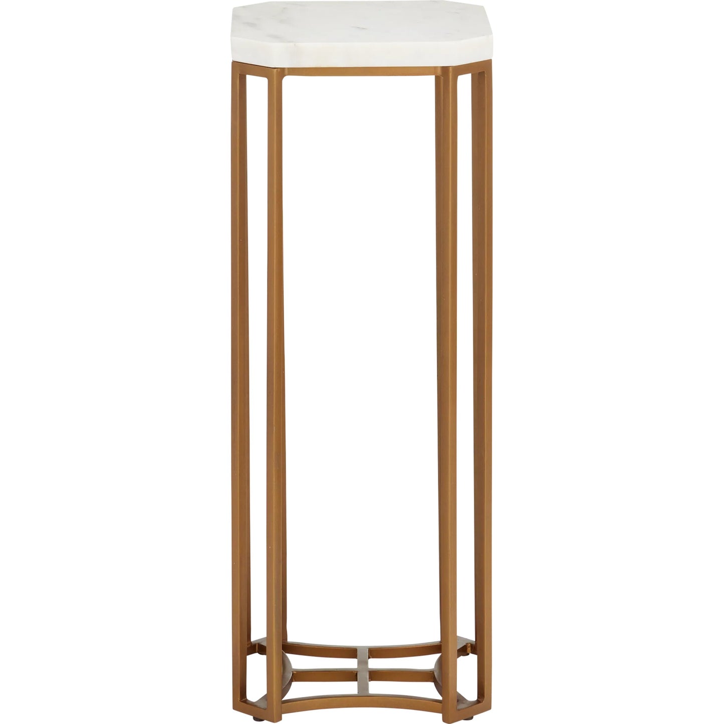 003 SI-2387121 | Additional Silo | Ocho Marble Drinks Table by Currey and Company in white, antique brass. Made from banswara white marble, stone, iron in a modern style.
