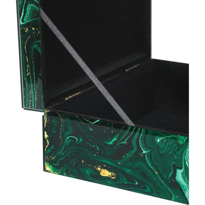 Interstellar Box Set by Currey and Company in dark green. Made from glass, paper, engineered wood in a modern style.