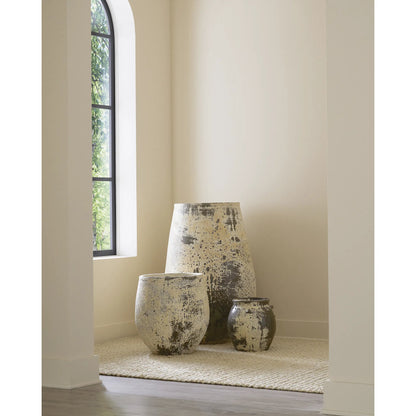 Sicilia Antique White Planter by Currey and Company in greenish white. Made from terracotta in a modern style.