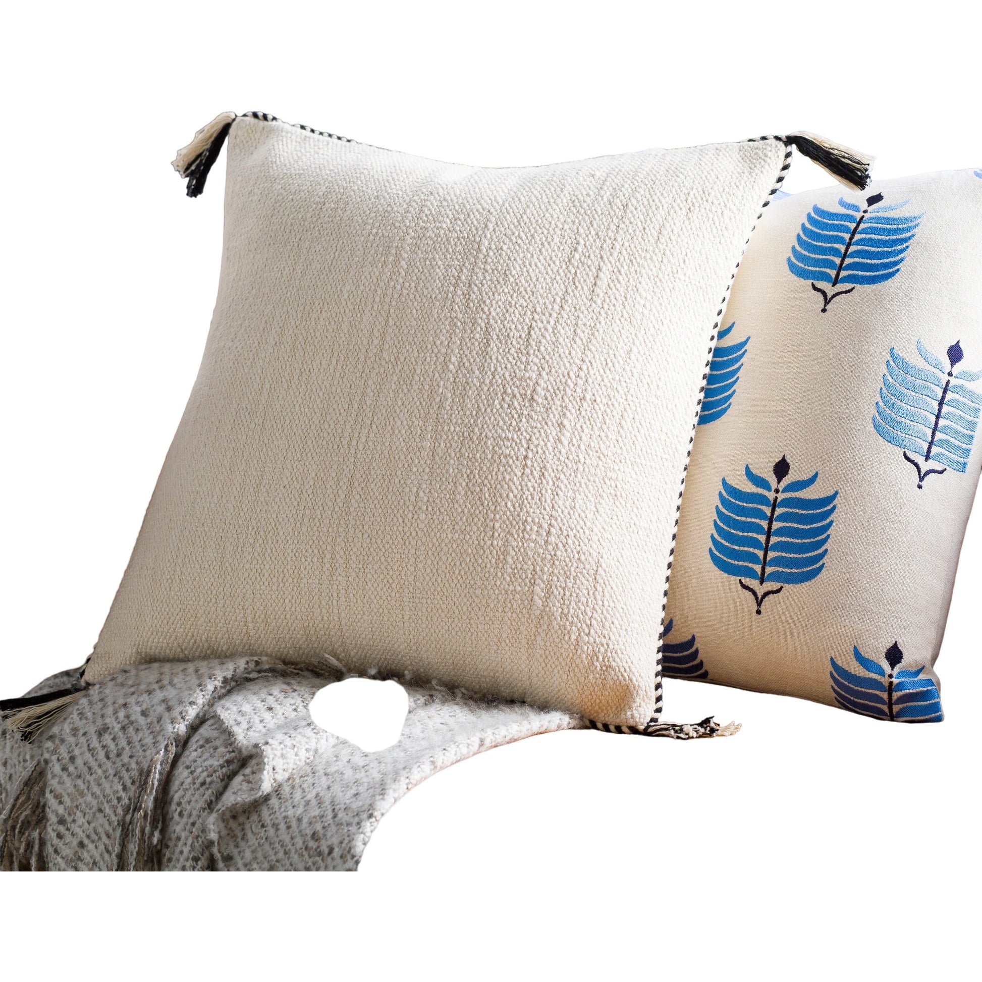 Braided Bisa Pillow - 32224 by Surya in gray, cream. Made from 100% cotton in a unique style.