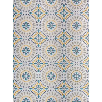Barbados Rug - 492281 by Livabliss in off-white, dark blue, light gray, teal, mustard. Made from face: 100% polypropylene, warp: 100% polypropylene in a unique style.