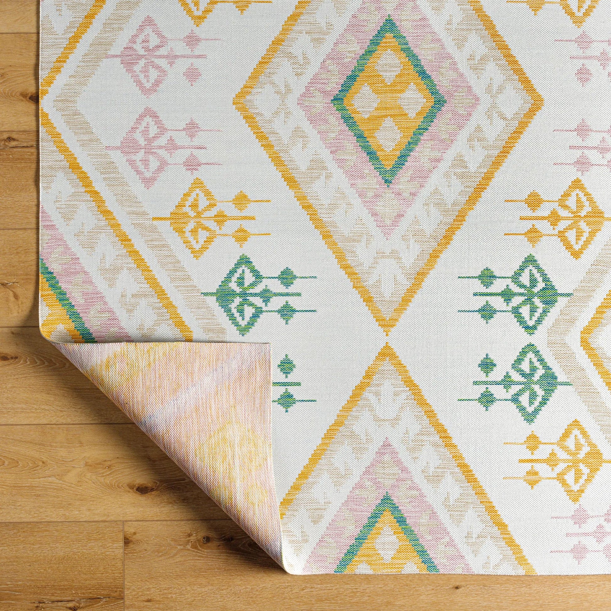 Barbados Rug - 492287 by Livabliss in off-white, light brown, rust, pale blue, mustard. Made from face: 100% polypropylene, warp: 100% polypropylene in a unique style.