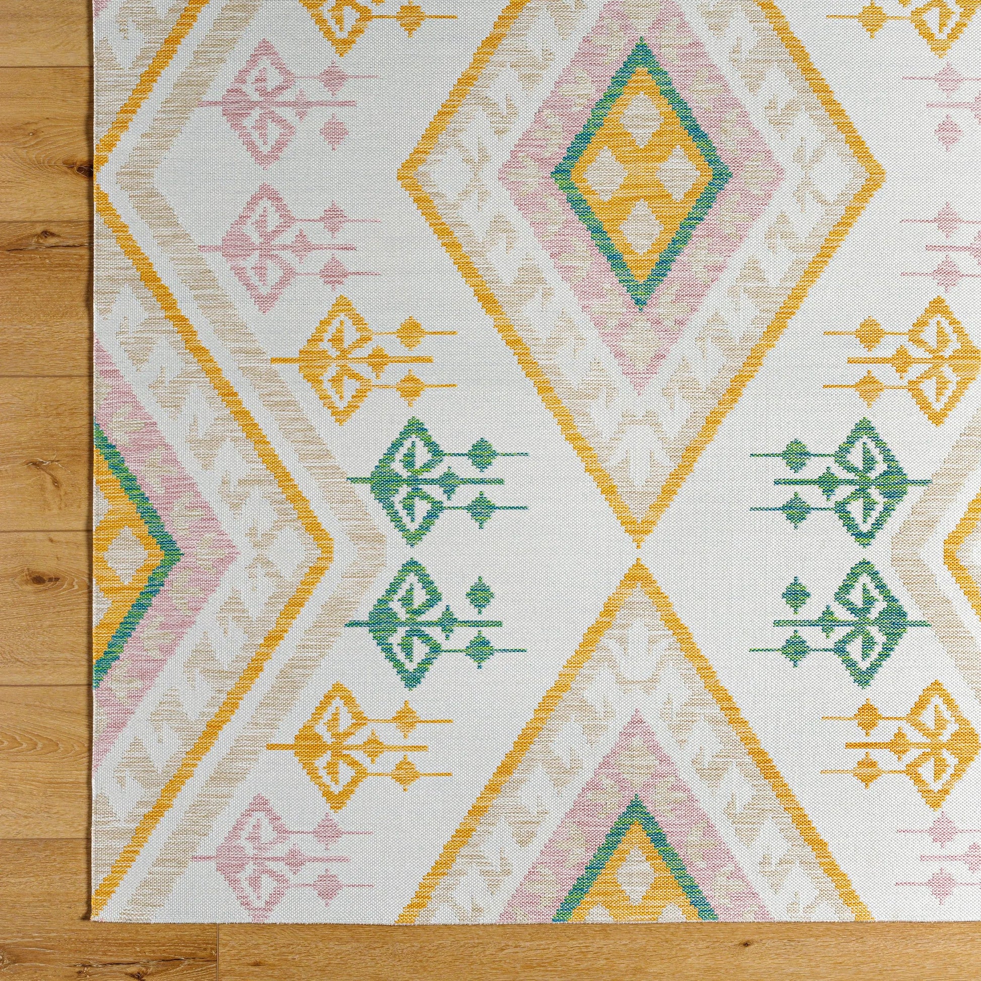 Barbados Rug - 492287 by Livabliss in off-white, light brown, rust, pale blue, mustard. Made from face: 100% polypropylene, warp: 100% polypropylene in a unique style.