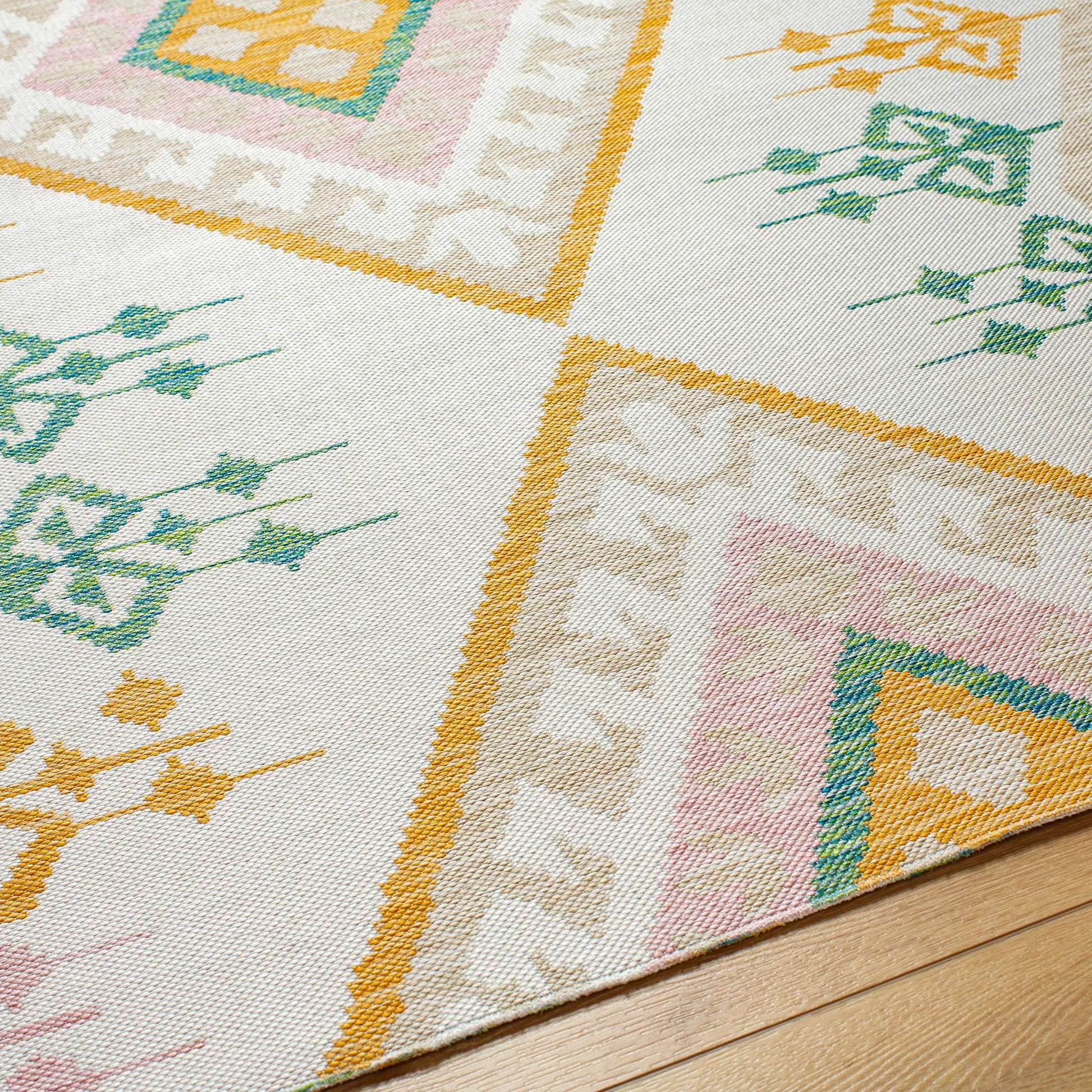 Barbados Rug - 492287 by Livabliss in off-white, light brown, rust, pale blue, mustard. Made from face: 100% polypropylene, warp: 100% polypropylene in a unique style.