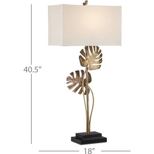 Heirloom Console Table Lamp by Currey and Company in antique brass, black. Made from brass, granite in a modern style.