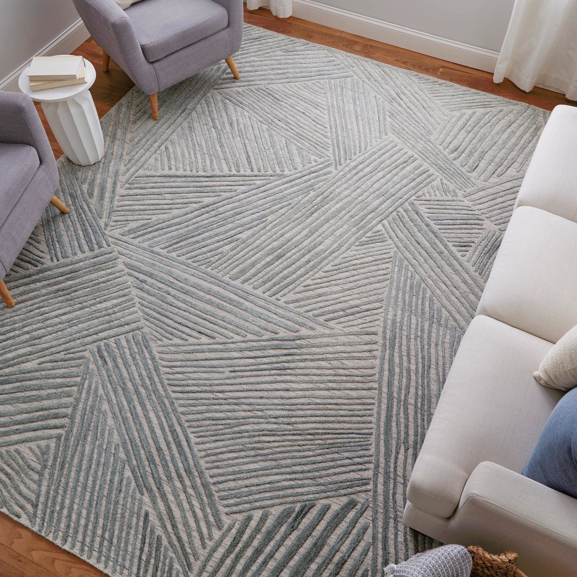Elias Rug - ELS69FYF by Feizy in green, ivory, tan. Made from viscose, wool in a unique style.