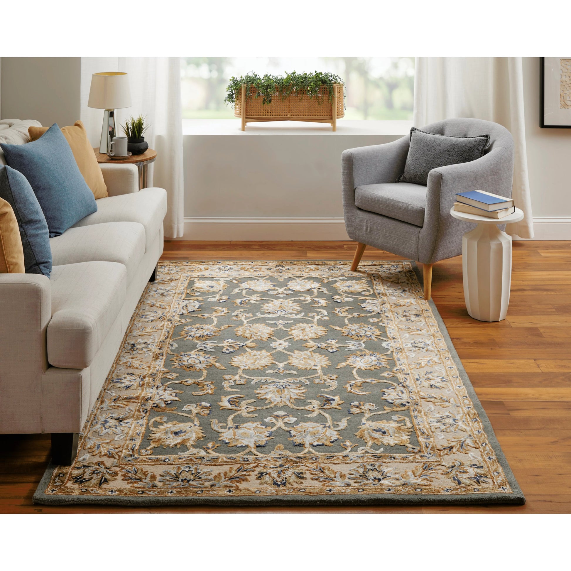 Prescott Traditional & Botanical Rug - 8939F by Feizy. Made from viscose, wool in a unique style.