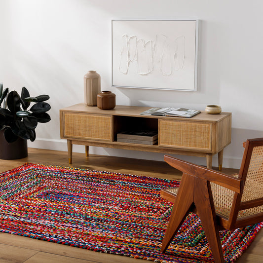 Billie Rug - 32459 by Livabliss in crimson, sapphire, emerald, amber, onyx, ruby, turquoise, magenta. Made from main: 100% recycled fabric in a unique style.