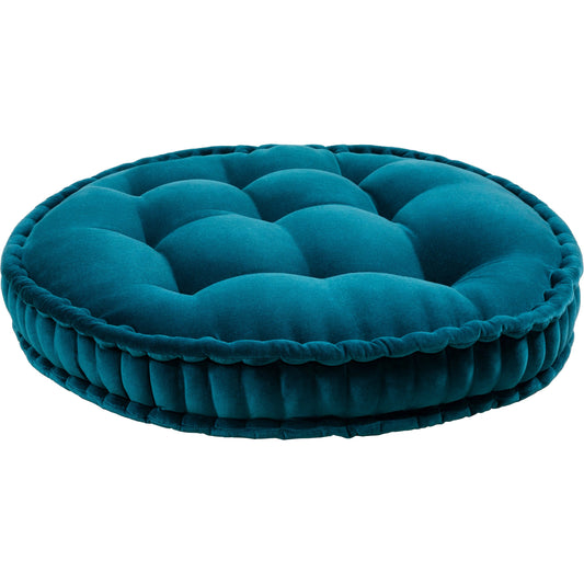 Bauble Pillow by Livabliss in deep teal. Made from front: 100% cotton, back: 100% cotton, fill: polyester, polyfill in a modern style.