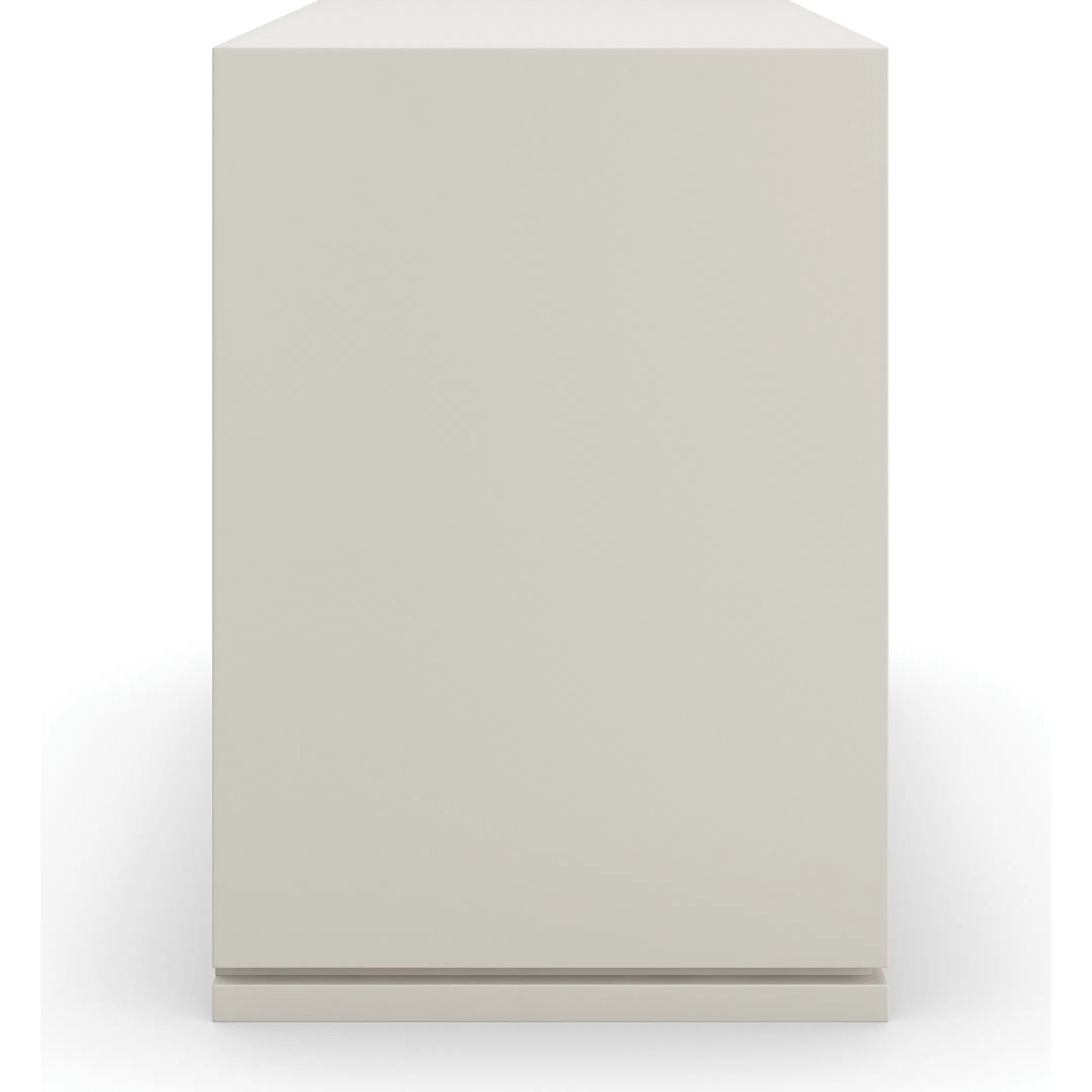 Silver Lining Nightstand by Caracole in silver and almond milk, brushed stainless. Made from poplar in a transitional style.