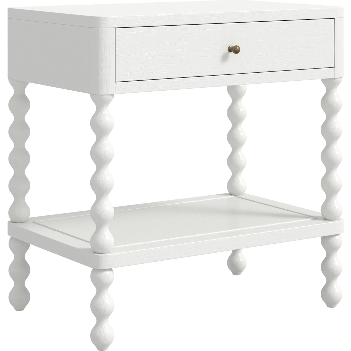 001 SI-2514192 | Primary Silo | Haven Open Nightstand by A.R.T. Furniture in warm white. Made from parawood solids, oak veneer in a transitional style.