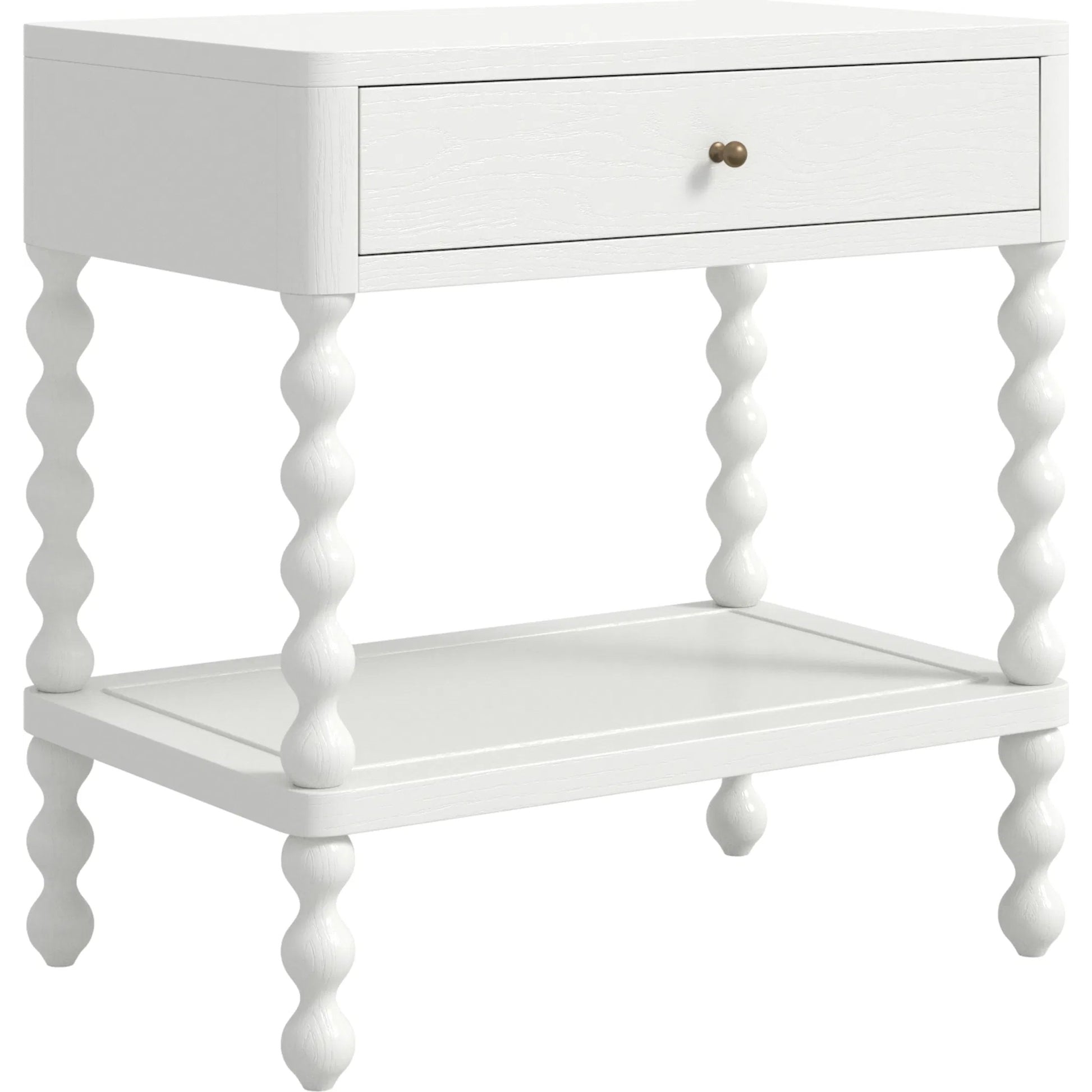 Haven Open Nightstand by A.R.T. Furniture in warm white. Made from parawood solids, oak veneer in a transitional style.