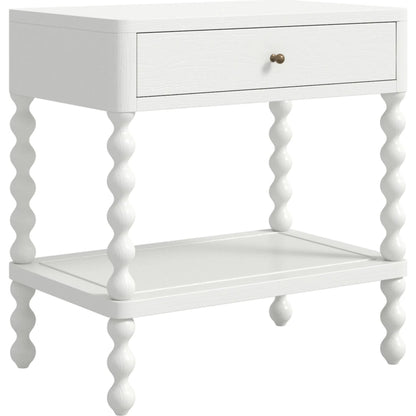 Haven Open Nightstand by A.R.T. Furniture in warm white. Made from parawood solids, oak veneer in a transitional style.