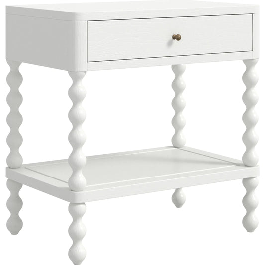 Haven Open Nightstand by A.R.T. Furniture in warm white. Made from parawood solids, oak veneer in a unique style.