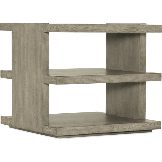Linville Falls Overlook Trails End Table by Hooker Furniture in mink. Made from oak veneers in a modern style.