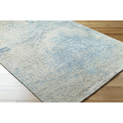 Abbey BBY-2300 Rug by Surya in light olive, olive, beige, ink blue, medium gray, dark blue. Made from main: 50% silk, main: 50% wool in a unique style.