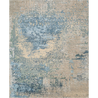 Abbey BBY-2300 Rug by Surya in light olive, olive, beige, ink blue, medium gray, dark blue. Made from main: 50% silk, main: 50% wool in a unique style.