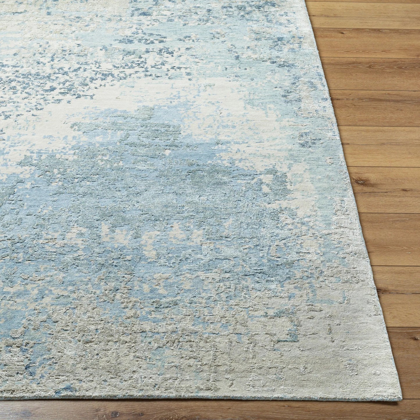 005 SI-1917912,SI-1917913,SI-1917914,SI-1917915 | Closeup | Abbey BBY-2300 Rug by Surya in light olive, olive, beige, ink blue, medium gray, dark blue. Made from main: 50% silk, main: 50% wool in a unique style.