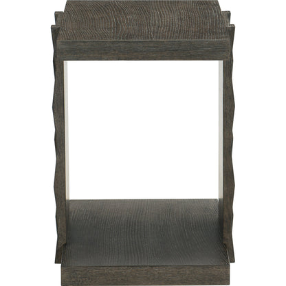 Linea End Table by Bernhardt in cerused charcoal. Made from white oak veneers in a unique style.