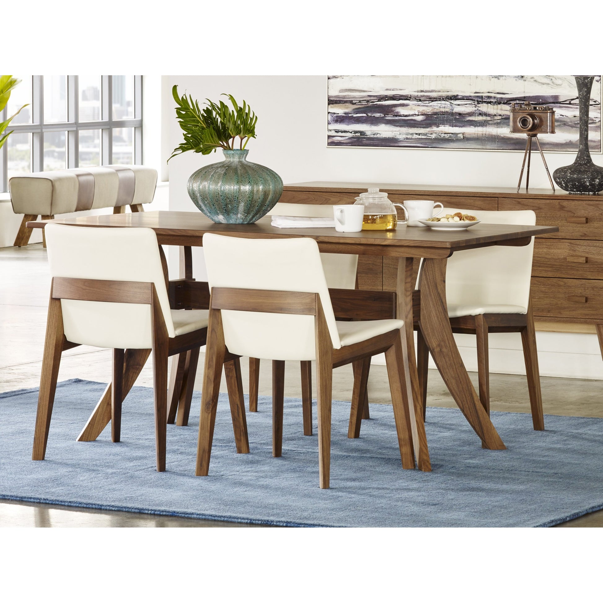 Florence Dining Table by Moe's Home Collection in brown and nc lacquer. Made from american walnut wood in a modern style.