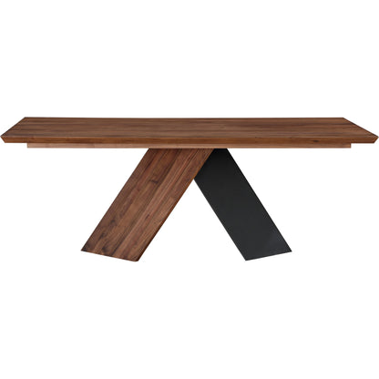 Axio Dining Table by Moe's Home Collection in walnut. Made from solid american walnut, iron, walnut legs in a modern style.