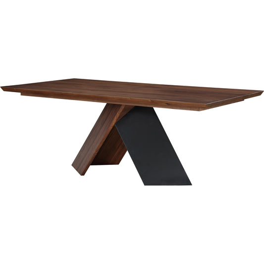 Axio Dining Table by Moe's Home Collection in walnut. Made from solid american walnut, iron, walnut legs in a modern style.