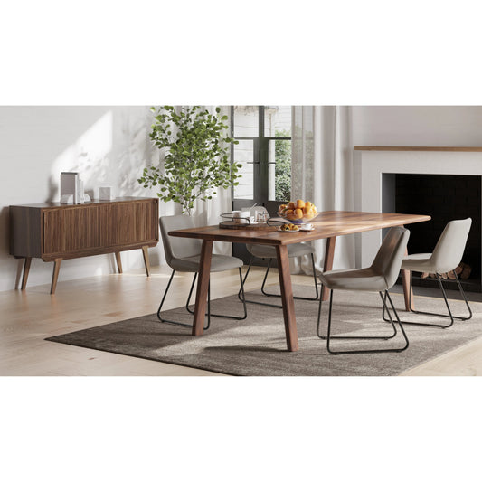 Malibu Dining Table by Moe's Home Collection in natural and matt lacquer: no stain. Made from wood, solid walnut wood in a modern style.