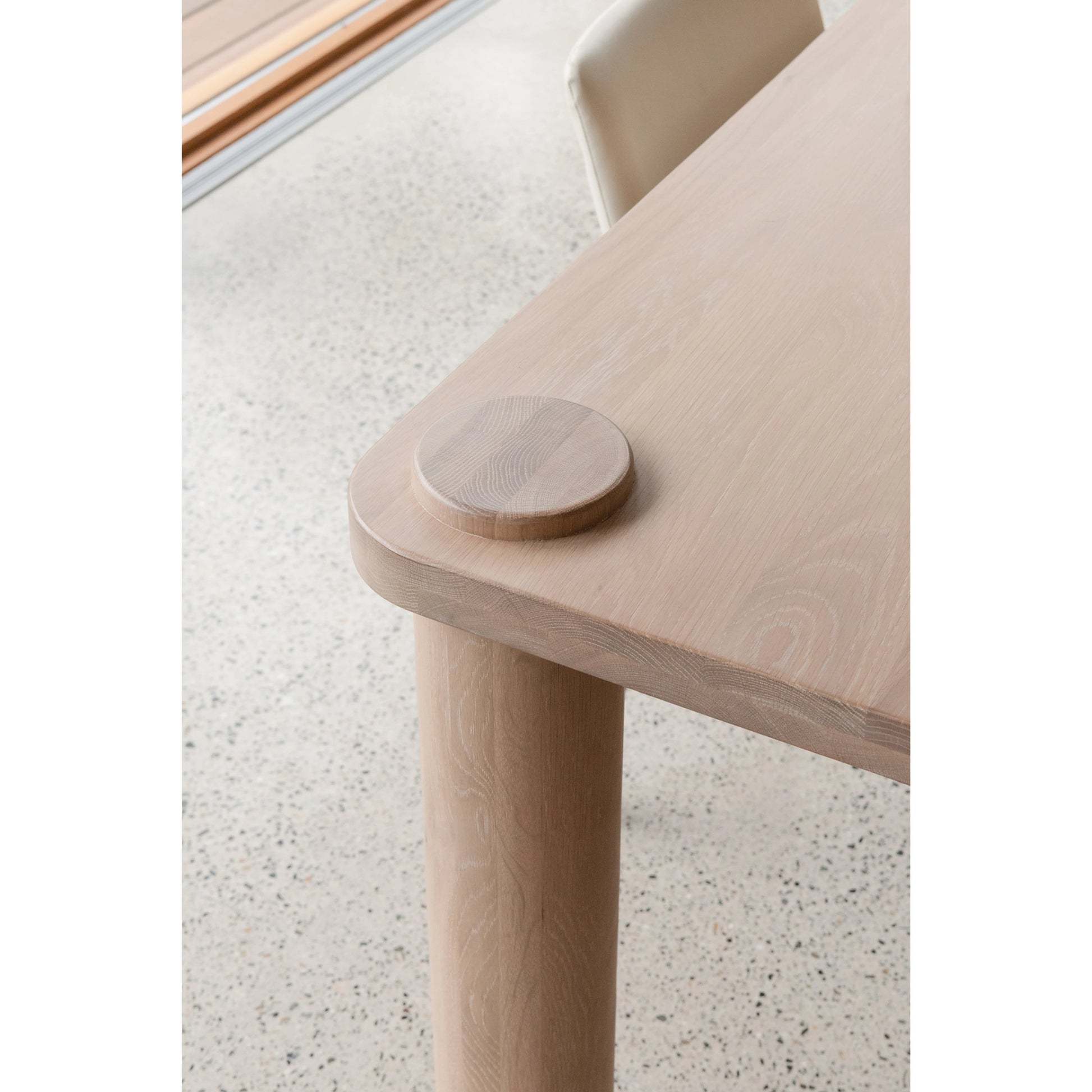 Century Dining Table by Moe's Home Collection in natural. Made from solid oak top, white banswara marble legs in a modern style.